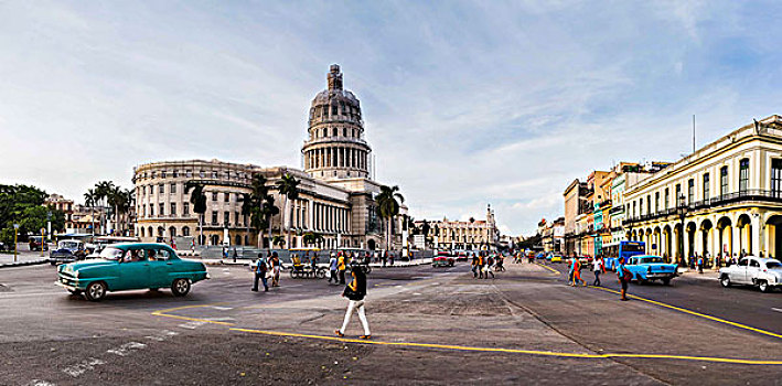 全景,主要街道,城市,哈瓦那