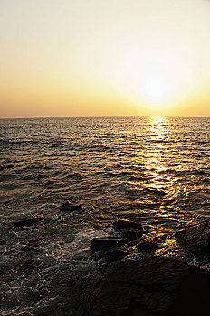 海岸,日落,果阿,印度