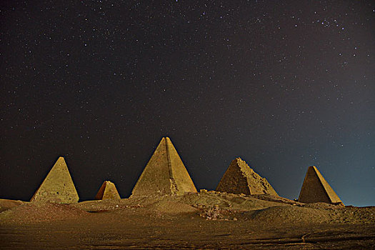 金字塔,北方,多,月光,努比亚,苏丹,非洲