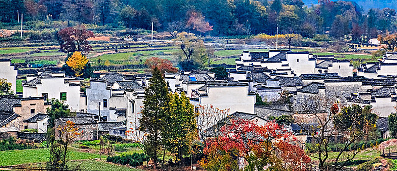 安徽省黟县卢村古民居乡村建筑景观