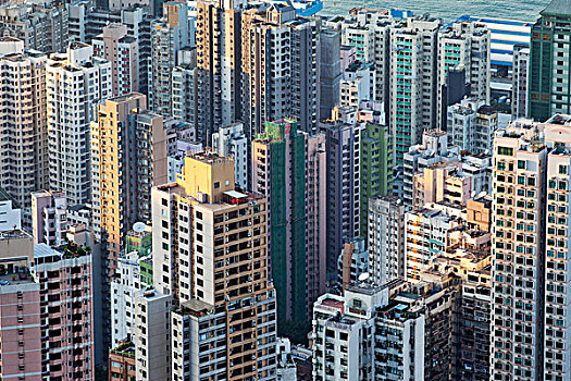 中国,香港,中心,公寓楼