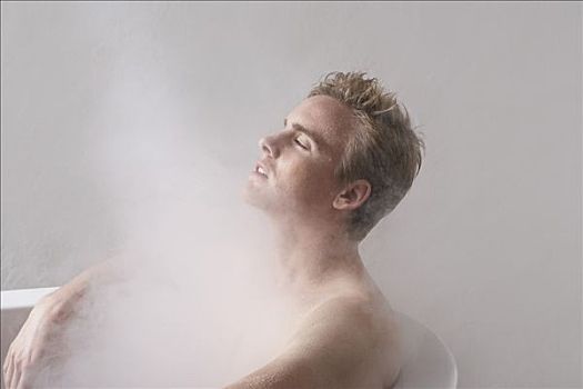 男人,沐浴,蒸汽