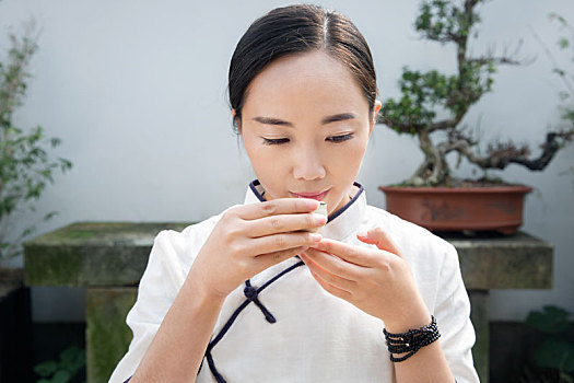 女茶艺师做茶道