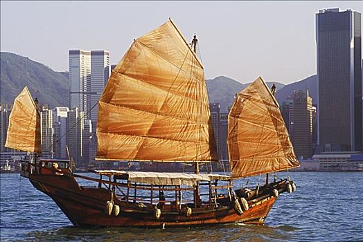帆船,海中,香港