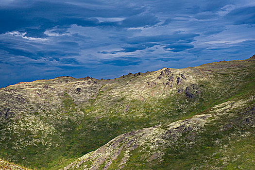 蓝色,乌云,混合,亮光,上方,楚加奇州立公园,阿拉斯加,夏天