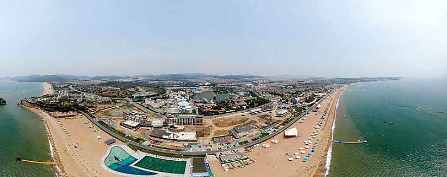 航拍辽宁大连金石滩黄金海岸,金石滩国家旅游度假区黄金海岸东部浴场