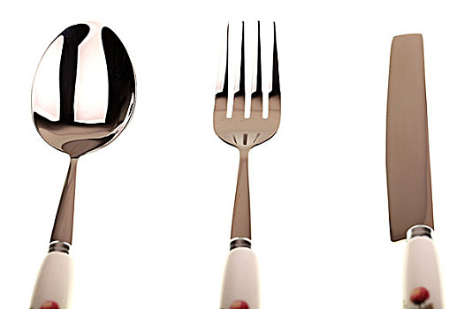 餐具银色勺子,叉子和刀