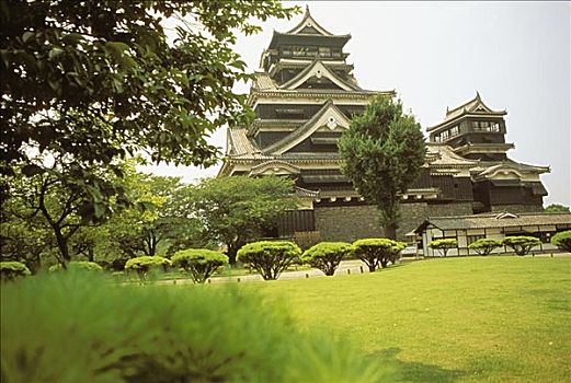 日本,九州,城堡,陡峭,古老,石头