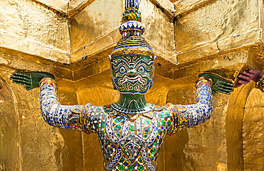 雕塑,金色,契迪,玉佛寺,大皇宫,皇宫,曼谷,泰国,亚洲