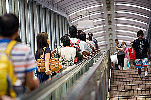 人,骑,扶梯,中心,香港