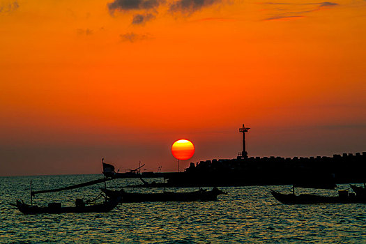 印尼巴厘岛海边落日
