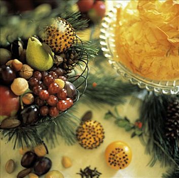 果盘,装饰,圣诞节,馅饼,桌上