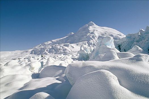 波蒂奇,冰河,湖,阿拉斯加,冬天,景色,雪,天空,白色,蓝色