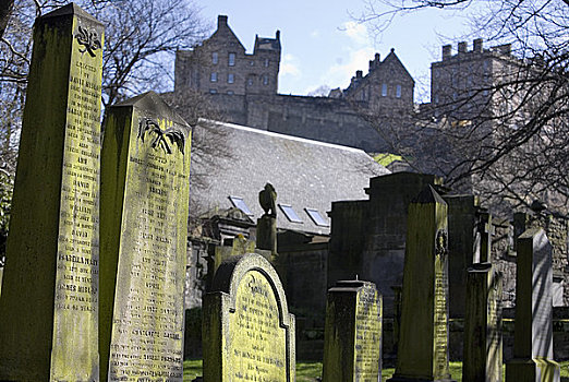 苏格兰,爱丁堡,墓穴,爱丁堡城堡,背景