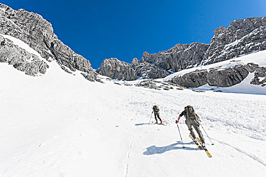 滑雪,登山者,贝希特斯加登阿尔卑斯山