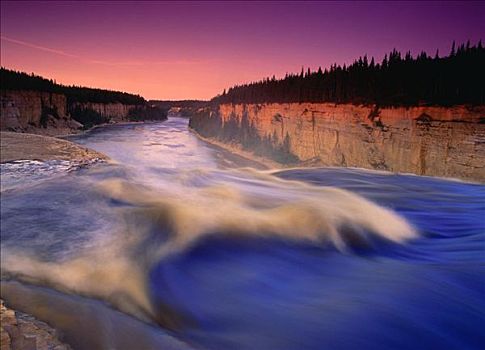 干草,河,双子瀑布,峡谷,公园,加拿大西北地区,加拿大