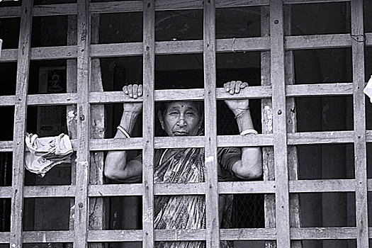 老太太,印度教,库尔纳市,孟加拉,四月,2008年