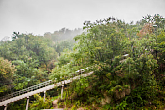 下雨天朦胧的山地环境