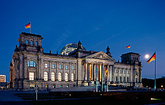 德国国会大厦,议会,月亮,政府,地区,柏林,德国,欧洲