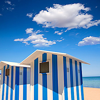 海滨别墅,阿利坎特,丹尼亚,蓝色,白色,条纹,地中海,西班牙