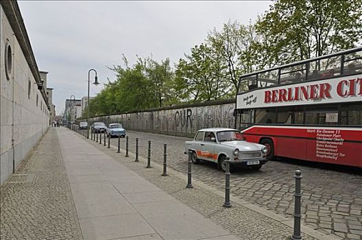 城市,旅游,巴士,卫星牌汽车,柏林墙,路,中心,柏林,德国,欧洲