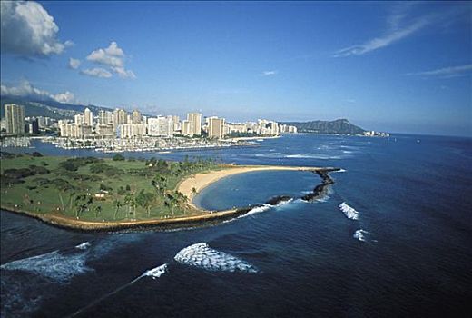 夏威夷,瓦胡岛,钻石海岬,魔幻,岛屿,怀基基海滩,宽,天使
