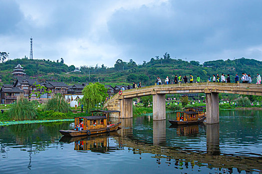 李庄,游船,石桥