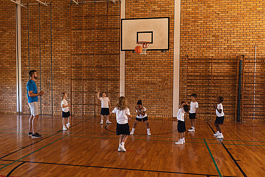 篮球,教练,教育,小学生,篮球场
