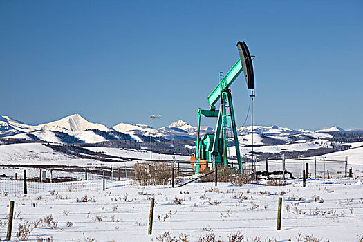 石油业,抽油机,冬天,艾伯塔省,加拿大