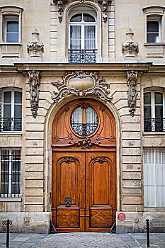 华丽,木质,门,巴黎,法国