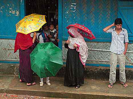 风,亮光,雨,上方,港口,城市,居民,干燥,尘土,天气,夏天,孟加拉,六月,2009年