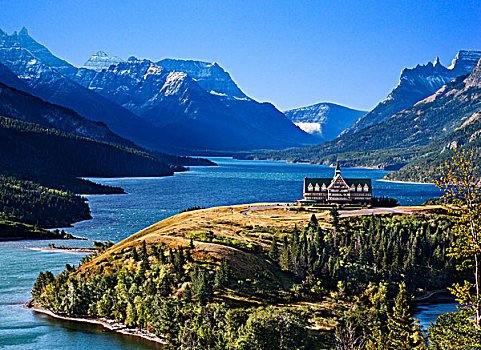 酒店,湖岸,威尔士王子酒店,瓦特顿湖,瓦特顿湖国家公园,艾伯塔省,加拿大