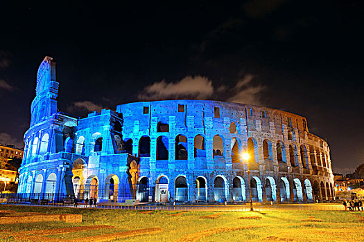 罗马角斗场,夜晚,旅游,彩色,世界,地标,象征,罗马,意大利