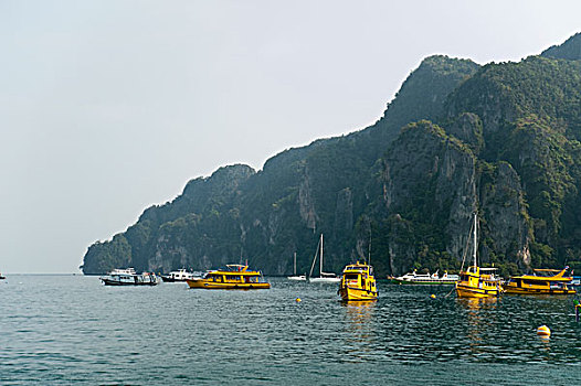 黄色,船,玛雅,湾,泰国
