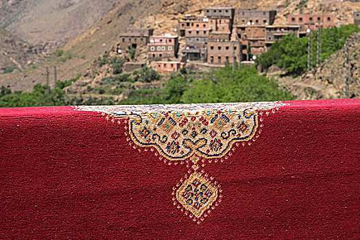 摩洛哥,地毯,上方,栏杆,茶园,乡村