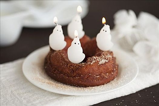 小,圆形蛋糕,灵异,蜡烛,万圣节