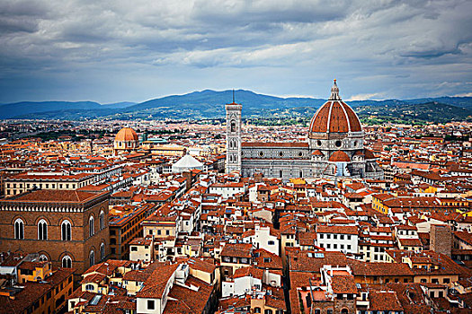 佛罗伦萨大教堂,塔,韦奇奥宫,屋顶,风景