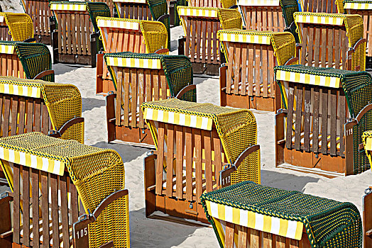 沙滩椅,海滨胜地,宾兹,岛屿,梅克伦堡前波莫瑞州,德国,欧洲