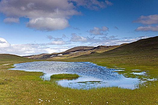 山,湖,靠近,卡拉夫拉,地热,区域,米湖,北方,冰岛,欧洲