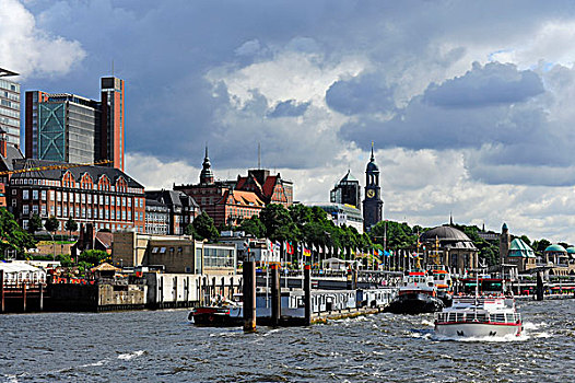 码头,塔,教堂,汉堡市,德国,欧洲