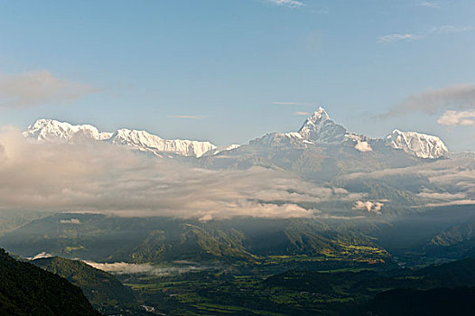 山,早晨,桑冉库特,喜马拉雅山,尼泊尔,亚洲
