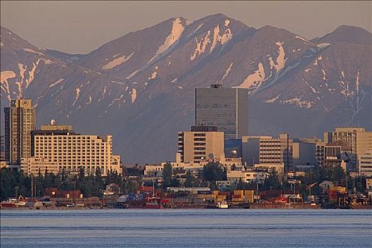 天际线,库克海峡,夏天,阿拉斯加