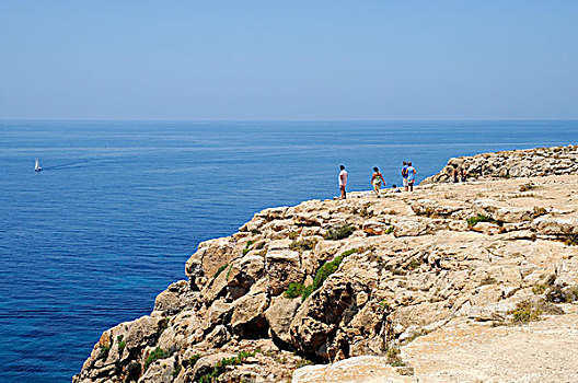 悬崖,帽,地中海,福门特拉岛,巴利阿里群岛,西班牙,欧洲