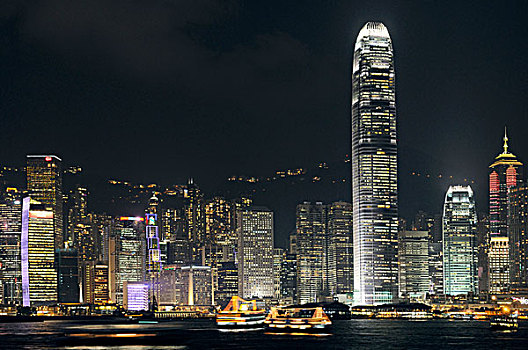 香港,天际线,岛屿,雷射,展示,中国,亚洲