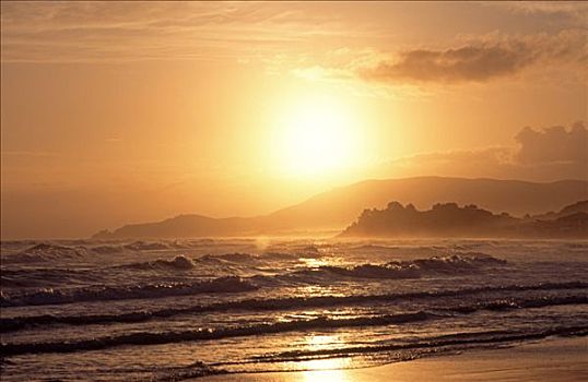 日落,海岸,托斯卡纳,意大利