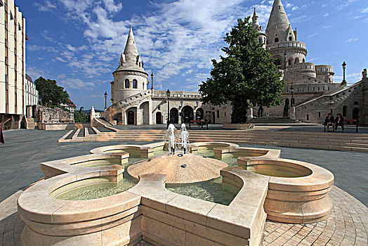 匈牙利,布达佩斯,棱堡,喷泉