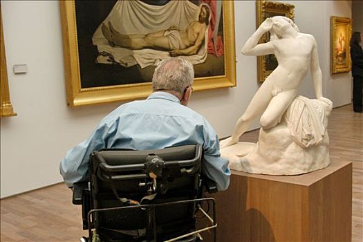 法国,卢瓦尔河地区,曼恩-卢瓦尔省,艺术,博物馆,残障,男人,后视图