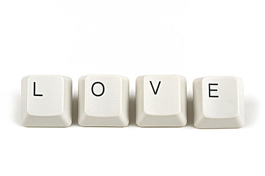 爱情,散开,键盘按键,白色背景