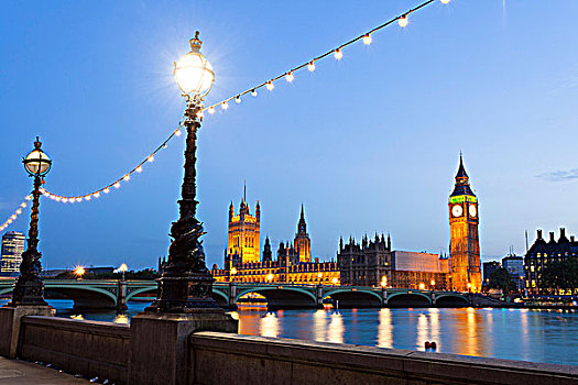国会,威斯敏斯特桥,上方,泰晤士河,黄昏,威斯敏斯特,伦敦,英格兰