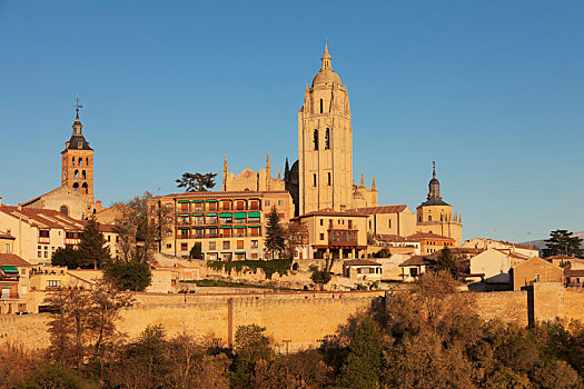 大教堂,老城,塞戈维亚,卡斯提尔,西班牙